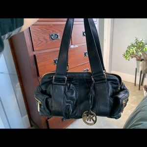 Michael Kors black leather shoulder bag